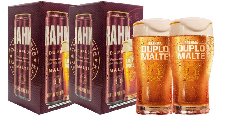 Imagem de Dois Copos Para Cerveja e Chopp Brahma Duplo Malte - 425ml - Ambev Oficial