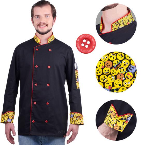 Imagem de Dólmã Chef de Cozinha Cozinheiro Emoji Unissex