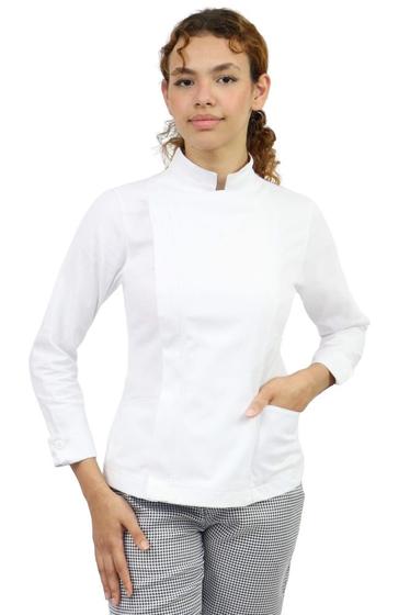 Imagem de Dólmã chef de cozinha feminina com Zíper em algodão