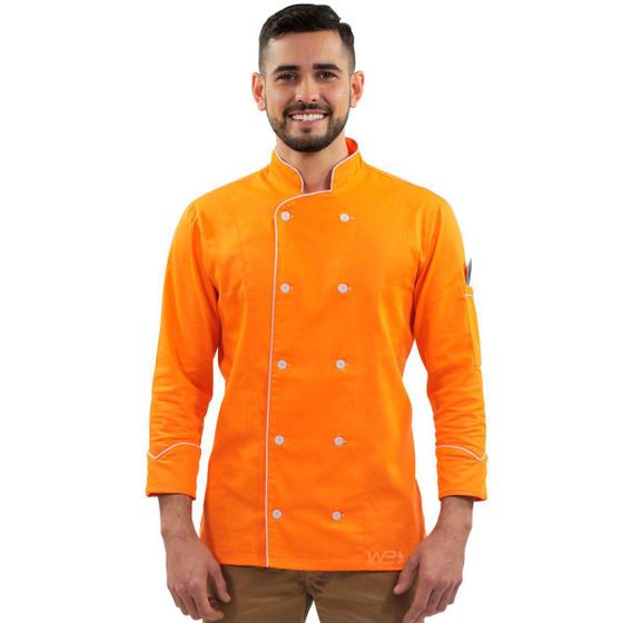 Dólmã Chef de Cozinha Laranja Tropical Menor preço em Dólmã Chef de Cozinha Laranja Tropical