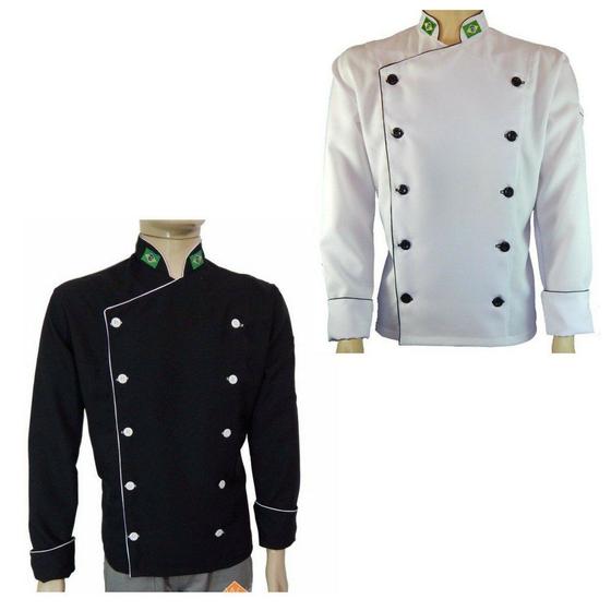 Imagem de Dólmã Chef de Cozinha Tradicional Oxford Branco + Dolmã Chef Preto