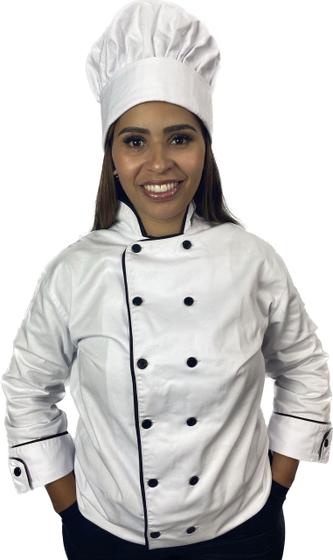 Imagem de Dolmã Feminino Uniforme Ideal Cozinheira Chefe De Cozinha