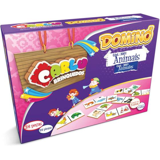 Imagem de Domino Animais em Madeira 28PCS