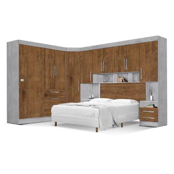 Dormitório Completo Georgia JA Avelã / Jequitibá Para Cama Box 1,58M Queen Menor preço em Dormitório Completo Georgia JA Avelã / Jequitibá Para Cama Box 1,58M Queen