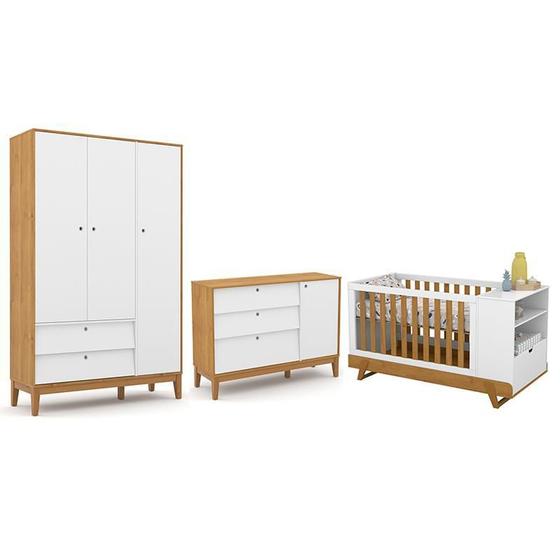 Imagem de Dormitório Completo Infantil Unique 3 Portas, Cômoda com Porta e Berço Multifuncional BKids - Matic Móveis