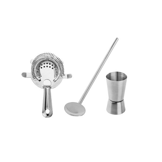 Imagem de Dosador Copo Duplo Coador Strainer Colher Canudo Kit Drinks