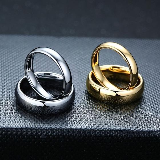 Imagem de Dourado/Prata Aliança Anel Bisaer Anéis Casamento Para Mulheres Homens Titânio Aço Simples Clássico Casamento