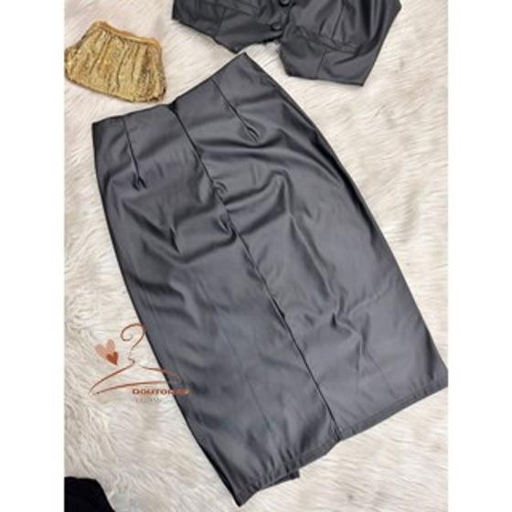 Imagem de DOUTOAS MODAS Saía Midi Fashion de Couro com Abertura 5302