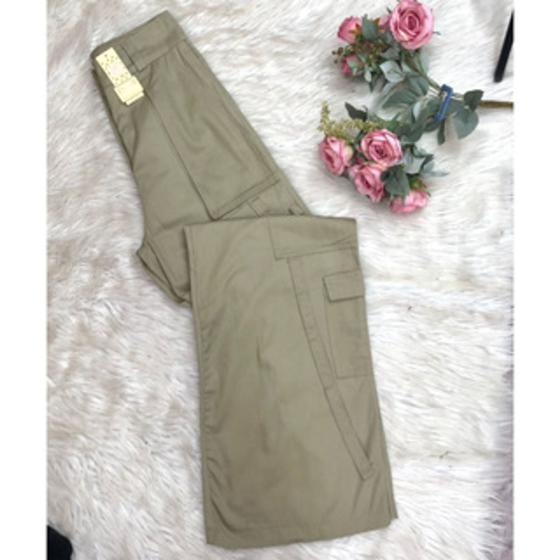 Imagem de DOUTORAS MODAS Calça Cargo Wide Leg Feminina Sarja  Modelo Flare Pantalona 113