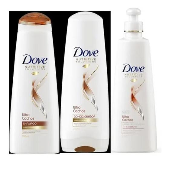Dove Ultra Cachos Shampoo, condicionador e Creme 200ml Kit Shampoo
