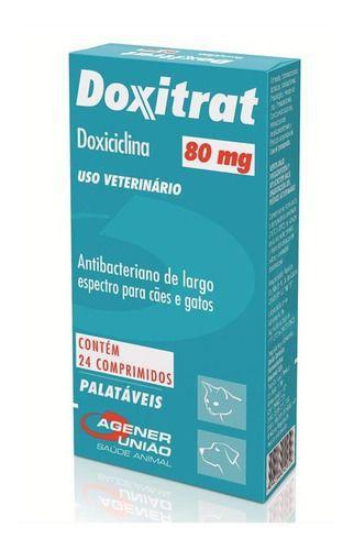 Imagem de Doxitrat 80mg Antibacteriano Cães Gatos Com 24 Comp. Agener