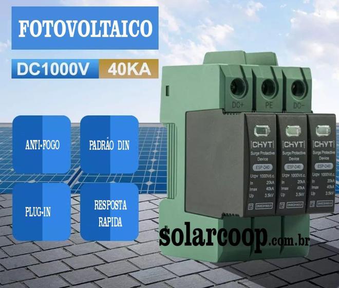 Imagem de Dps Fotovoltaico 3 Polos 20/40ka 1000vcc