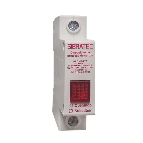 Imagem de DPS Modelo SPD Monopolar 20kA à 40kA 275V Classe II Sibratec