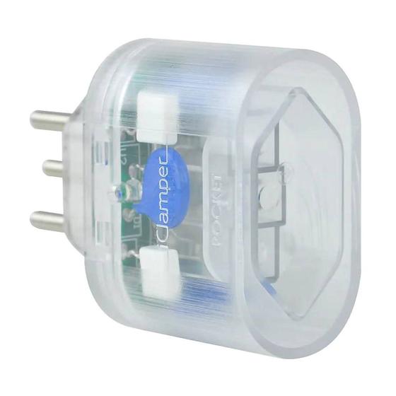 Imagem de DPS Portátil iClamper Pocket 3 Pinos 10A Proteção contra Surtos Elétricos Clamper 3P Transparente