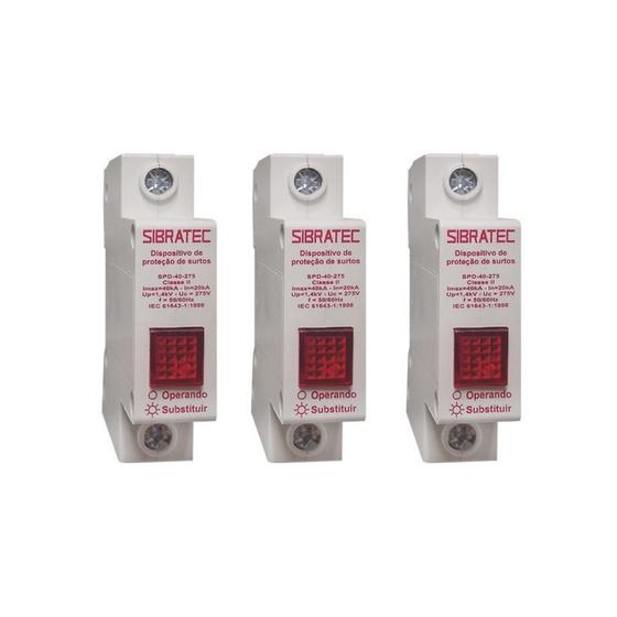 Imagem de Dps Protetor De Surto Classe 2 1p 40ka 275v Kit Com 3 Unid