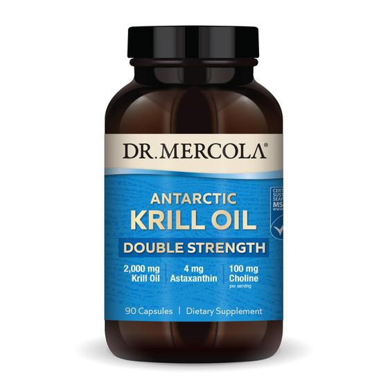 Imagem de Dr. Mercola, Óleo de Krill Double Strength, 30 Porções (90 Cápsulas), Ácidos Graxos Ômega 3, Certificado MSC, Não OGM, Sem Soja, Sem Glúten