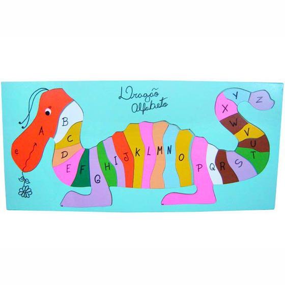 Imagem de Dragão Alfabeto em Madeira - Multicolorido - Dicá