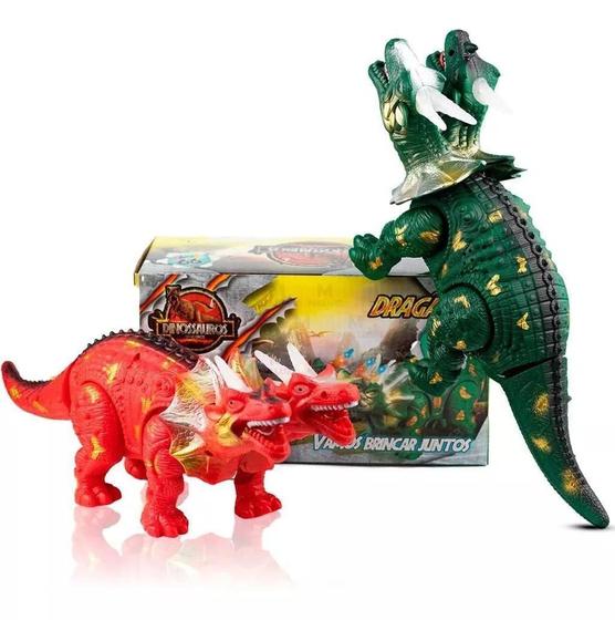 Imagem de Dragão De Brinquedo Dragon Dinossauro 2 Cabeças Vinil Menino