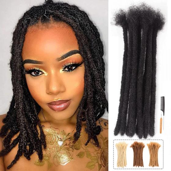 Imagem de Dreadlock Extensions AONKIA 30 fios de cabelo humano de 20 cm e 8 polegadas