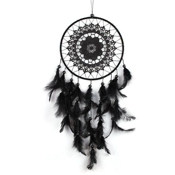 Imagem de Dreamcatcher Wokex preto com penas naturais 50-55cm