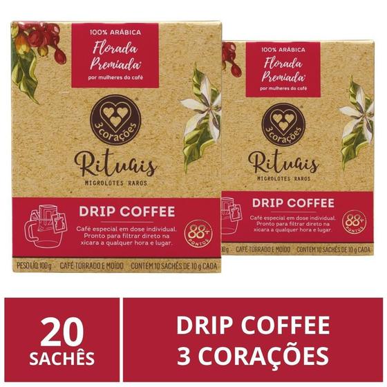 Imagem de Drip Coffee, 3 Corações, Café, 20 sachês