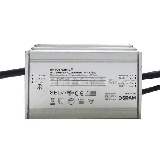 Imagem de DRIVER FONTE LED DIMERIZAVEL OSRAM OPTOTRONIC 75W 54 A 108Vdc MULTITENSÃO IP67