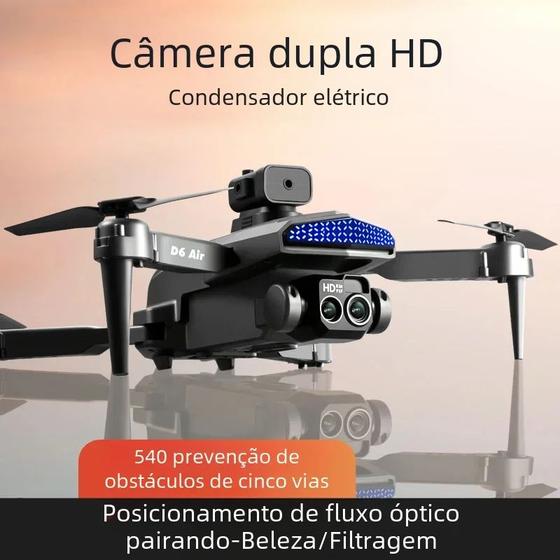 Imagem de Drone D6 Mini, Kit 1 à 3 Baterias Câmera 4K HD Professional  Fotografia Aérea Quadcopter Dobrável, Evitar Obstáculos,