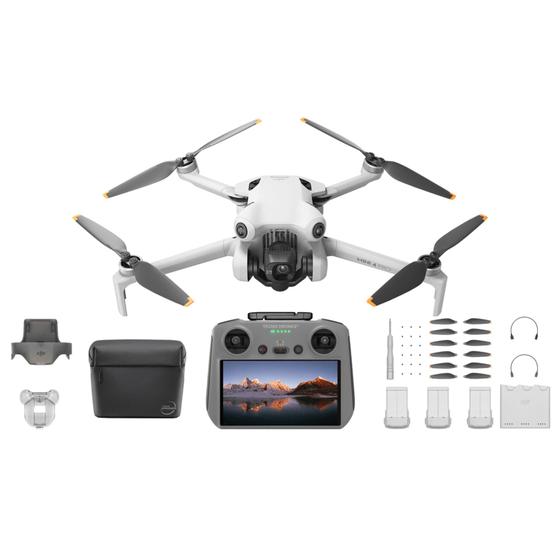 Imagem de Drone Dji Mini 4 Pro Fly More Combo Plus RC 2 Controle com Tela 3 Baterias 45Min Cor Cinza