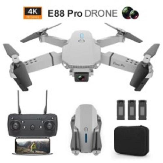 Imagem de Drone E88 Pro 4K Com 2 Câmera 3 baterias na cor cinza