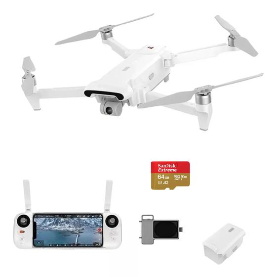 Imagem de Drone FIMI X8 SE 2022 V2 10KM + Megaphone + Cartão SD 64gb FPV com gimbal de 3 eixos 4K 35 min GPS