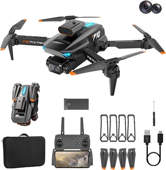 Imagem de Drone P10 Pro Kit 1 à 3 Baterias Com 2 Câmeras 4KHD Manobras