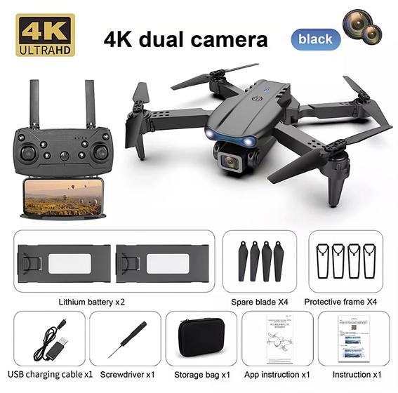 Imagem de Drone Profissional E99 2023 Com Câmera 4k hd, Wifi, Fotos e Vídeos, Acompanha Bolsa p/ Viagem