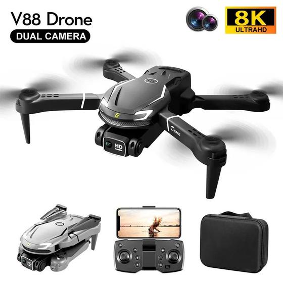 Imagem de Drone V88 Profissional  Dual-Camera 8K, Kit 1 à 3 baterias, Preto