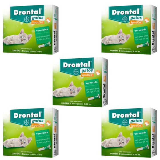 Drontal Gatos 0,5 a 2,5kg SpotOn 0,35ml Bayer KIT 5 pipetas Vermífugo Magazine Luiza