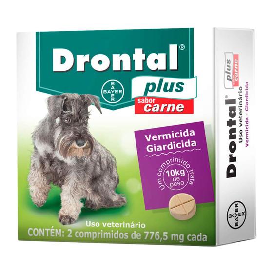 Imagem de Drontal Plus 776,5mg para Cães Sabor Carne Vermicida com 2 Comprimidos
