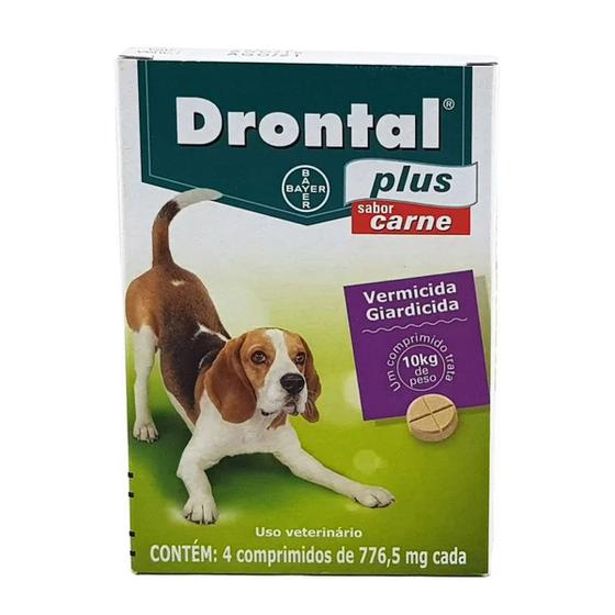 Imagem de Drontal Plus Carne Cães 10kg 4 Comprimidos Bayer