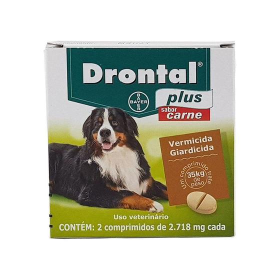 Imagem de Drontal Plus Carne Cães 35kg 2 comp Bayer vermífugo oral