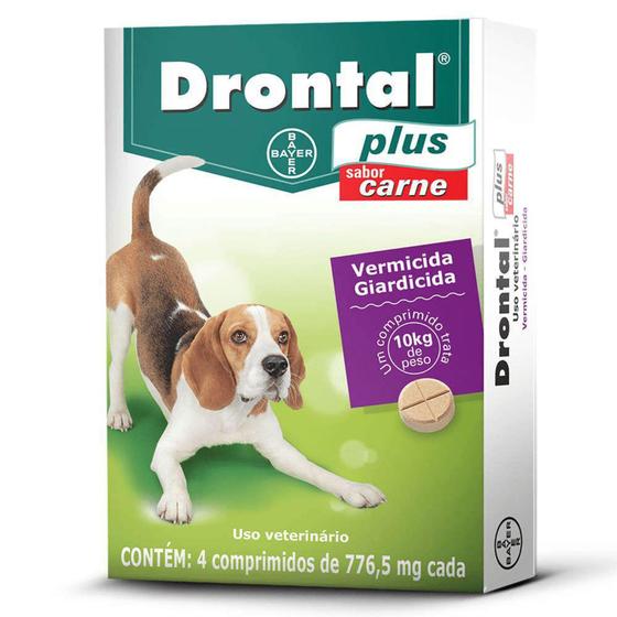 Imagem de DRONTAL PLUS - para Cães até 10kg cx com 4 comprimidos sabor carne - Bayer