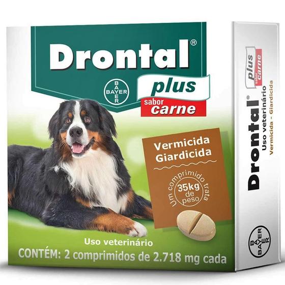 Drontal Plus para Cães com mais de 35kg - caixa com 2 comprimidos Menor preço em Drontal Plus para Cães com mais de 35kg - caixa com 2 comprimidos