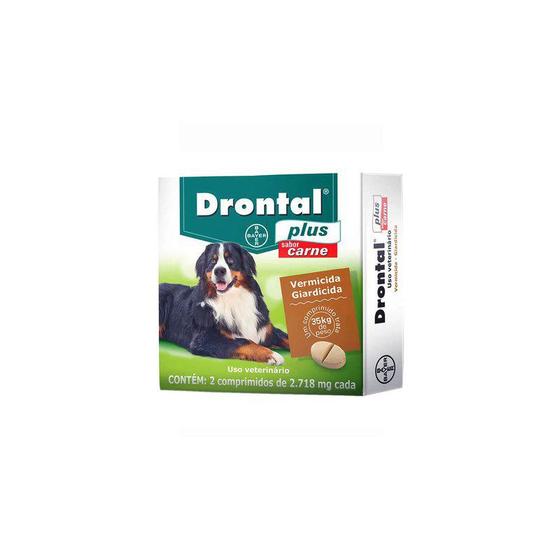 Drontal Plus Vermífugo Cães 35kg sabor Carne com 02 comprimidos Menor preço em Drontal Plus Vermífugo Cães 35kg sabor Carne com 02 comprimidos