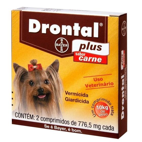 Drontal Plus Vermifugo Sabor Carne 10Kg Bayer 2 Comprimidos Vermífugo