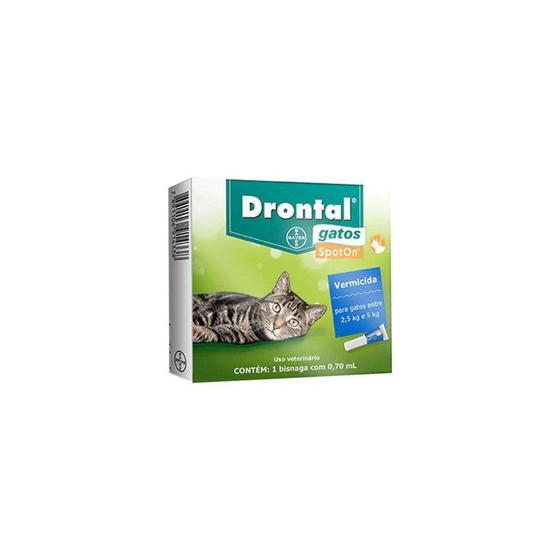 Imagem de Drontal (Profender) SpotOn 0,70 ml Vermicida para Gatos Entre 2,5kg e 5kg - Bayer