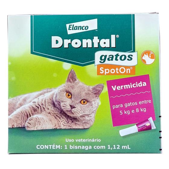 Drontal Spot On Vermífugo Gatos 5 a 8kg 1,12ml Bayer BayerElanco