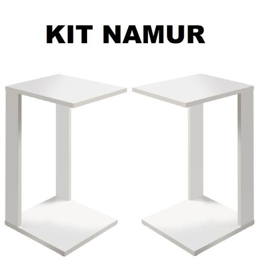 Imagem de Duas Mesinhas Ideal para Apoio Lateral Branco Design Retro