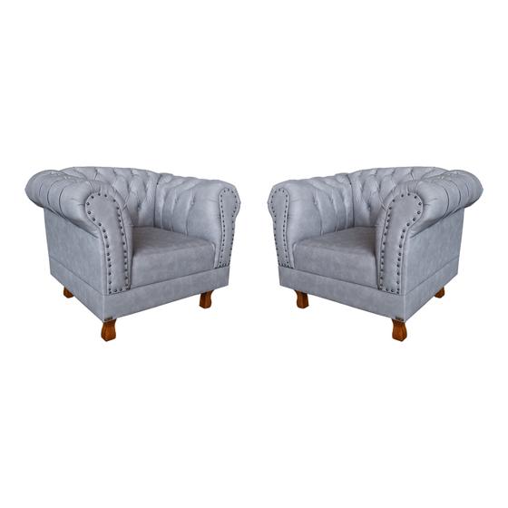 Imagem de Duas Poltronas Chesterfield Capitonê Duque ECO Cinza Decoração, Recepção, Salas de Tv e Estar