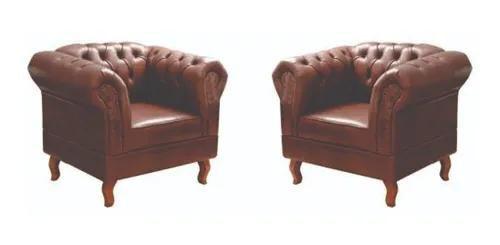 Imagem de Duas Poltronas Chesterfield Elisabeth Capitonê - Corano Marrom