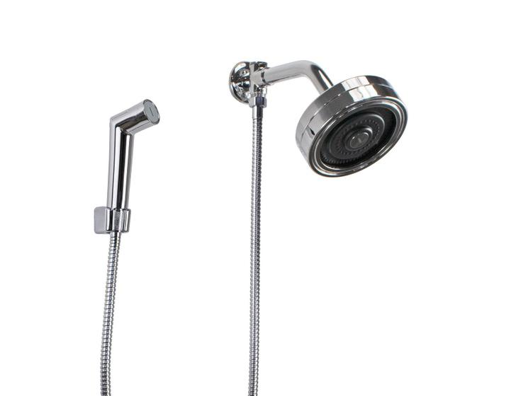 Ducha Auto Limpante ABS Redonda com Chuveirinho Manual c/ Trava Menor preço em Ducha Auto Limpante ABS Redonda com Chuveirinho Manual c/ Trava