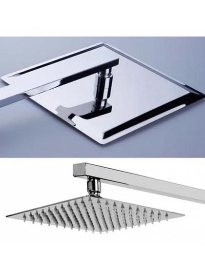 Ducha Chuveiro 20x20 Slim Inox Com Braço 40 Cm Solar Gás Menor preço em Ducha Chuveiro 20x20 Slim Inox Com Braço 40 Cm Solar Gás