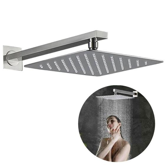 Imagem de Ducha Chuveiro 30X30 Slim Inox Com Braço 38 Cm Solar Gás