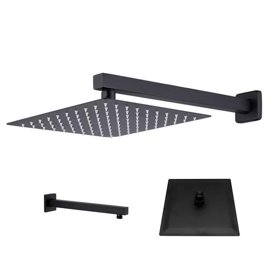 Ducha Chuveiro Inox 20x20 Quadrado Parede Preto Fosco Suporte Luxo Banheira Piscina Area Externa Banheiro Menor preço em Ducha Chuveiro Inox 20x20 Quadrado Parede Preto Fosco Suporte Luxo Banheira Piscina Area Externa Banheiro
